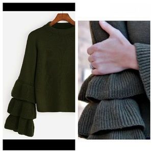 SOLD🎈Ruffle Sleeve Mock Neck Sweater